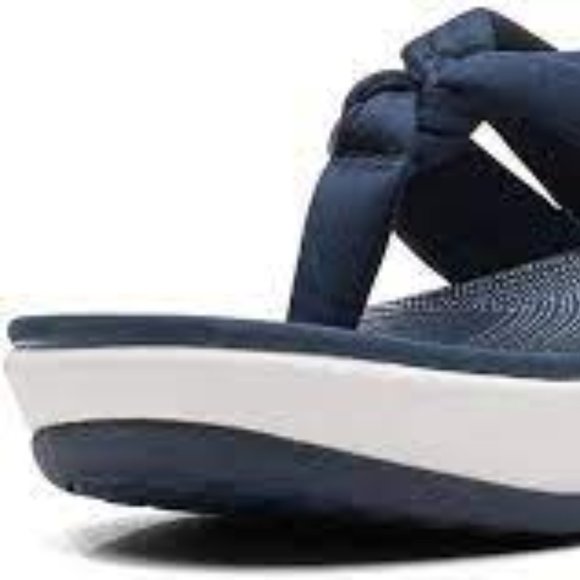 CLARKS  Arla Kaylie Cloudstepper Flip Flop Sandals - Navy/White - Picture 2 of 5